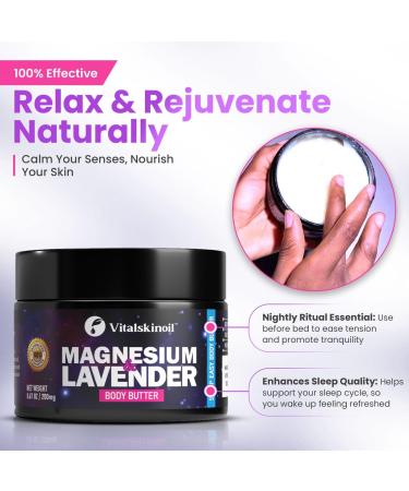 Magnesium lotion body cream for nighttime and bedtime tired legs soothing relief magnesium glycinate muscle butter 8.67 oz relaxation Sleep Easy Formula with lavender - Buy Online on GoSupps.com