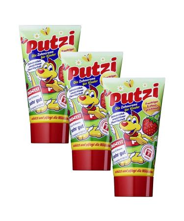 Pack of 3 Putzi Toothpaste for Children Strawberry (3 x 50 ml) Children's toothpaste children's toothpaste dental care toothpaste
