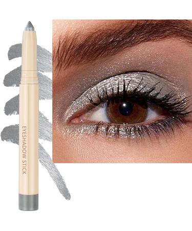Silver Gray Shimmer Eyeshadow Stick Eye Makeup Cream Smooth Glitter Eyeshadow Pencil Hypoallergenic Waterproof Long Lasting Eyeshadow Eyeliner Create High-Impact Multi-Dimensional Eyes Look (Silver Gray Shimmer # 11)