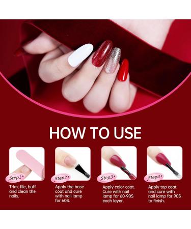 Beauty7 Gel Nail Polish Set 6 Colors Red Glitter Milky UV LED Gel Nail Polish Soak Off Nail Gel Nail Design Nail Art Set - Buy Online on GoSupps.com