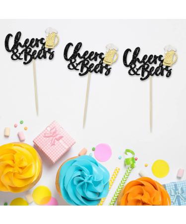 24 Pack Cheers and Beers Cupcake Toppers Glitter Beer Mug Cake Pick Decorations for Baby Shower Birthday Beers Festival Themed Party Supplies Type 1 - Buy Online on GoSupps.com