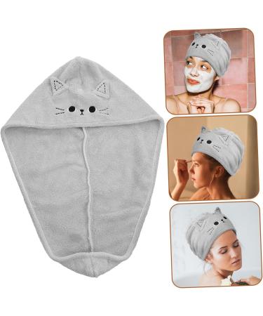 SKISUNO Dry Hair Cap Turbins for Ladies Curly Hair Hat Fast Drying Towel Womens Hats Bath Water Absorbent Drying Hat Mini Witch Hats for Crafts Dry Hair Towel Cap Girl Hat Coral Fleece Grey 63X22X1CM - Buy Online on GoSupps.com