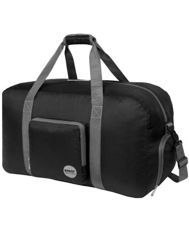 Foldable Duffle Bag 24" 28" 32" 36" 60L 80L 100L 120L for Travel Gym Sports Lightweight Luggage Duffel By WANDF Black 60 Liter 24 inches (60 Liter)