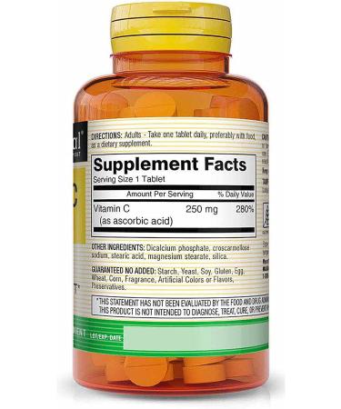 MASON NATURAL Vitamin C 250mg - Immune System Support & Antioxidant - 100 Tablets - Buy Online on GoSupps.com