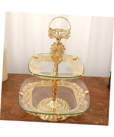 Alipis European Style Fruit Plate Food Tray Decor Cake Stand Golden Tea Table Fruit Plates Desk Child Glass - Buy Online on GoSupps.com