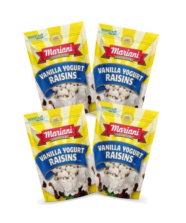 Mariani Vanilla Yogurt Raisins - Gluten Free, Healthy Snacks for Kids & Adults, 4oz (Pack of 4) 4 Ounce (Pack of 4)