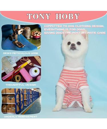 TONY HOBY Striped 4-Legged Dog Pajamas in Pink & White - Size L (Chest 18, Back 14) - Buy Online on GoSupps.com