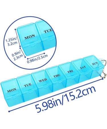 2Pcs Pill Box Organizer Travel Tablet Box 7 Days with Compartments - White and Blue - Buy Online on GoSupps.com