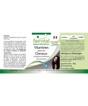 Buy Fairvital Hair Vitamins - High Dose 60 Tablets with Biotin Vitamin B12 Zinc & More - Best for Healthy Hair Growth - Buy Online on GoSupps.com