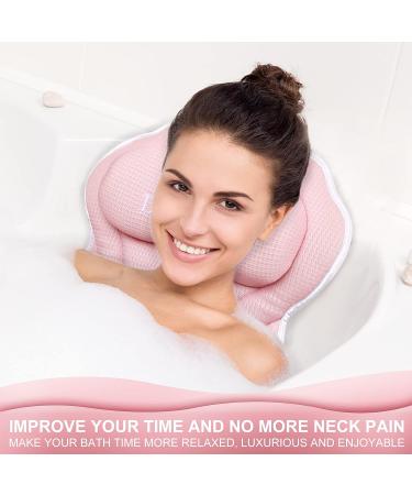 DIGIFOX Pink Bath Pillow - Ergonomic Tencel Spa Cushion for Tub Relaxation - Luxury 4D Air Mesh Head and Neck Support - Breathable Bath Accessories - Buy Online on GoSupps.com