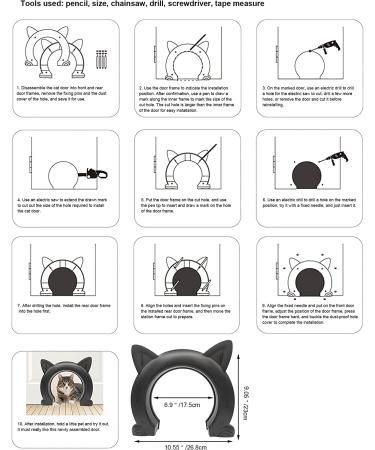 ikuso Large Interior Cat Door - 10.55 x 2.45 x 9.05 Indoor Pet Door for Cats - Buy Online on GoSupps.com