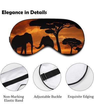 Africa Elephant Sunset Landscape Sleep Mask - Adjustable Strap, Blocks Light for Night Travel - Men Women Blindfold for Sleeping - Buy Online on GoSupps.com
