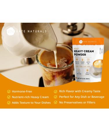 Kate Naturals Heavy Cream Powder (12oz) - Instant Creamer for Coffee & Keto - Perfect for Sour Cream, Butter, Clotted Cream & Whipped Cream - Buy Online on GoSupps.com