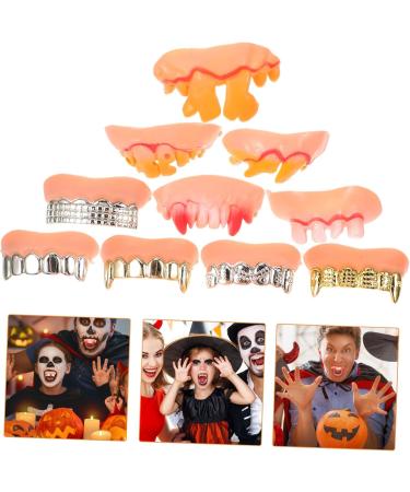 Frcolor 10 Pcs Halloween Vampire Teeth - Creepy PVC Zombie Fangs for Fun Costume & Party - Buy Online on GoSupps.com