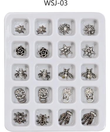 FEIlei Halloween Skull Nail Charms Nail Skeleton Charms 3D Spiders Nail Rhinestones - Buy Online on GoSupps.com