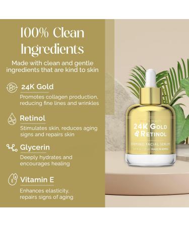 Shop Bella Beauty 24K Gold & Retinol Face Serum - Anti-Aging Lifting Firming for All Skin Types - Cruelty Free Korean Skincare - Buy Online on GoSupps.com