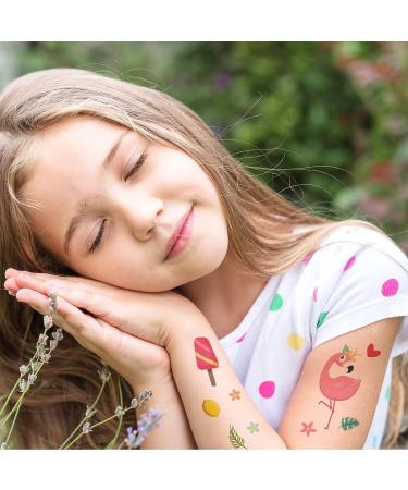 Flamingos Temporary Tattoos Stickers - 250 Pink Love Ice Cream & Summer Styles - Kids Makeup Party Supplies - Buy Online on GoSupps.com