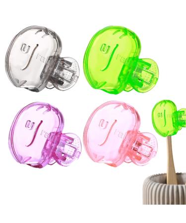 Travel Toothbrush Head Covers - 4 Packs Toothbrush Protector Cap | Brush Pod Case Protective | Toothbrush Clip Toothbrush Protective For Household Travel Bathroom Camping Gray green purple pink