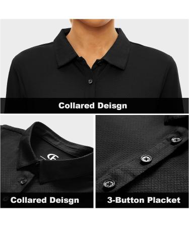 Women's Long Sleeve Polo Shirt UPF50+ Sun Protection - Black, Large - Buy Online on GoSupps.com