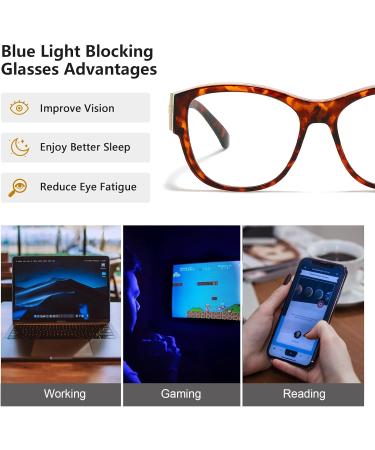 SIPHEW Blue Light Blocking Fit Over Glasses for Women | Trendy Anti Eyestrain Glasses for Computer Gaming TV & Phones - Tortoise A2 - Buy Online on GoSupps.com