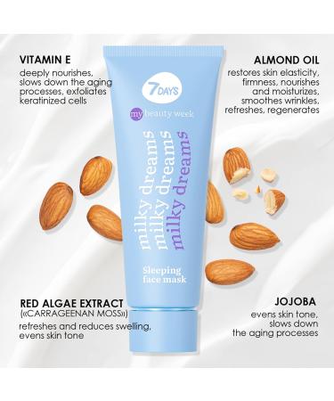  7Days 7DAYS Vitamin E Night Face Mask with Almond Oil and Jojoba | Hydrating Mask with Liftng Effect | Korean Care for All Skin Types 80ml - Buy Online on GoSupps.com