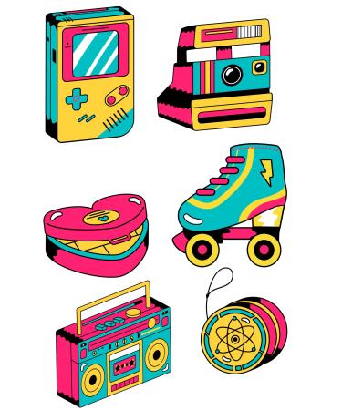 Retro 80s Cake topper Cake decorations A4 Sheet Wafer/Icing UNCUT (Wafer card) (wafer paper) Rice Paper