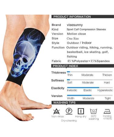 Night Skull Pattern Calf Compression Sleeves for Running - 1 Pair - Buy Online on GoSupps.com