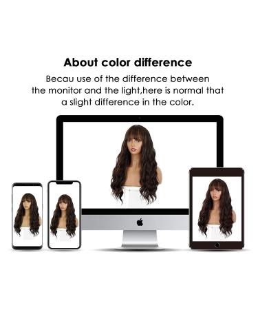 ENTRANCED STYLES Dark Brown Wig with Bangs â€“ Long Wavy Synthetic Wig with Blonde Highlights for Women | Heat Resistant & Natural Look - Buy Online on GoSupps.com