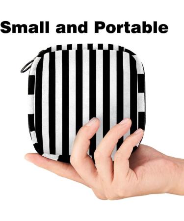 Portable Women's Binding-Storage Bags - Menstrual Cup Pocket & Tampon Insert for Teens | Modern Black & White Stripes - Buy Online on GoSupps.com