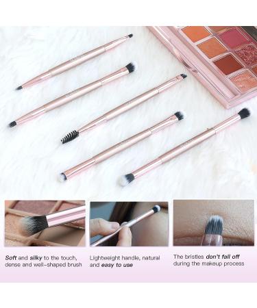 Double Sided EyeShadow Brush Set - 5 Pcs Professional Makeup Brushes in Rose Gold - Buy Online on GoSupps.com