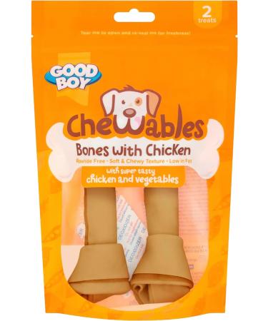 Good Boy Chewables Chicken Medium Bones- Natural Dog Treats - Low Fat & Rawhide Free - Bulk Box - 8 x 158g Chicken 1 count (Pack of 8) - Buy Online on GoSupps.com