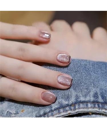 Press on Nails Short Fake Nails 24Pcs Shiny False fingernail with Self-Adhesive Jelly Nail Glue Tabs Press On False Nails - Buy Online on GoSupps.com