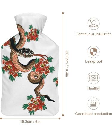 Snake Flower Hot Water Bottle with Cover - Plush Bed Bottle Hand Warmer for Adults & Children | 26.5x15.3cm - Buy Internationally - Buy Online on GoSupps.com