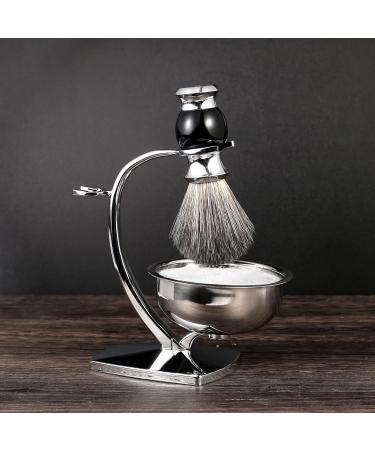 GRUTTI Premium Shaving Brush Set - Luxury Razor & Brush Stand, Soap Bowl, Badger Hair Shaving Brush Gift Set for Men - Crescent Moon Black - Buy Online on GoSupps.com