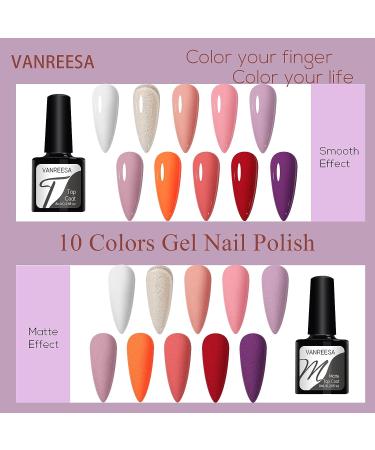 VANREESA Gel Nail Polish Kit | 10 Color & 20 Effect Gel Polish Set with U V LED Nail Light | Perfect Nail Kit for Beginners | Great Women's Gift - Buy Online on GoSupps.com