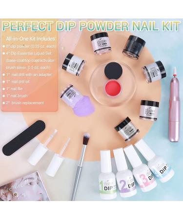 Cooserry Dip Powder Nail Kit with Drill - 8 Colors Starter Kit for French Nails Art Manicure DIY Salon - Buy Online on GoSupps.com