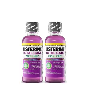 Listerine Total Care Fresh Mint Antiseptic Mouthwash Travel Size 3.2 Ounces (95ml) - Pack of 2 3.2 Fl Oz (Pack of 2)