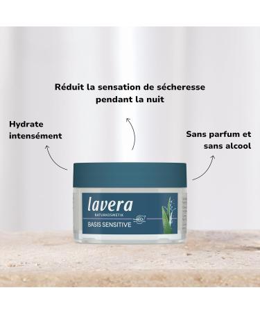  lavera lavera basis sensitiv Soothing Night Cream - natural cosmetics - vegan - organic aloe vera & organic almond oil - moisturizing - face cream - night care - fragrance-free - 1 x 50 ml - Buy Online on GoSupps.com