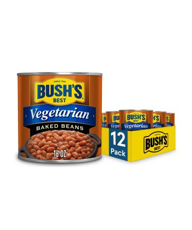 BUSH'S BEST Canned Vegetarian Baked Beans (Pack of 12), Source of Plant Based Protein and Fiber, Low Fat, Gluten Free, 16 oz 16 Ounce (Pack of 12) - Buy Online on GoSupps.com