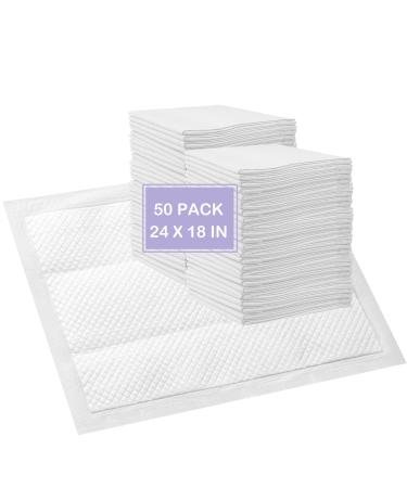 Disposable Changing Pad Liners 50 Pack Incontinence Changing Pads Diaper UnderPads Ultra Soft Super Absorbent Waterproof Mat 24 x18 in 18x24 Inch (Pack of 50) 50.0