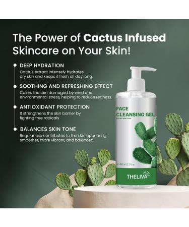 THELIVA Hydrating Face Wash for Women Cactus Extract Facial Cleanser Anti Aging & Gentle Cleanser for Oily Skin Hydro Boost Gel Texture Refreshing Daily Wash 13.5 oz - Buy Online on GoSupps.com