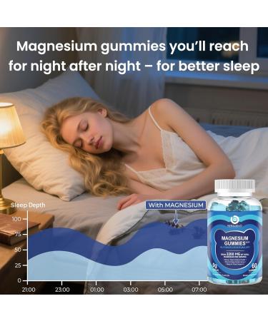 Magnesium Glycinate Gummies 2200mg High Absorption Magnesium Glycinate Citrate Malate Gummies for Adults and Kids Sugar Free Vegan for Sleep Support Blueberry 60 Count - Buy Online on GoSupps.com