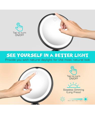 10x Magnifying Lighted Makeup Mirror - Touch Control, 360آ° Rotate, Suction Cup - Portable for Home & Travel - Buy Online on GoSupps.com