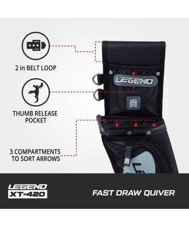 LEGEND XT420 Archery Hip Quiver - 3 Arrow Tube Holder, Storage Pockets, Premium Nylon Material - Right Handed Black - Buy Online on GoSupps.com