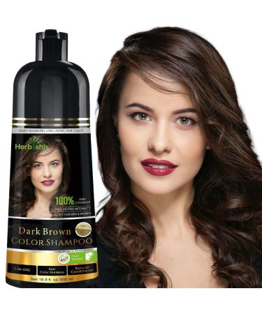 Herbishh Hair Color Shampoo for Gray Hair   Magic Hair Dye Shampoo   Colors Hair in Minutes Long Lasting 500 Ml 3-In-1 Hair Color Ammonia-Free | Herbishh (Dark Brown)