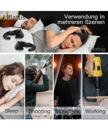 Afflatus Noise Cancelling Sleep Ear Plugs - 2 Pairs (S+L) in Giftbox | Reusable, Comfortable, Snoring Reduction | Dark Grey - Buy Online on GoSupps.com