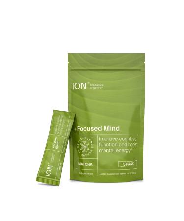 ION* Intelligence of Nature Focused Mind Nootropic Powder Drink Mix - Brain Boost Nootropic Drink with Matcha for Memory Focus & Relaxation Brain Supplement for Men & Women Adults - 5 Packets 0.13 Ounce (Pack of 5)