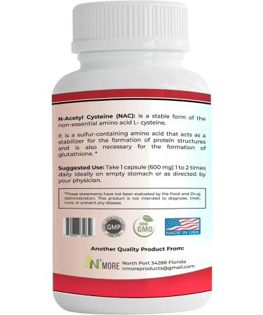 N'More NAC 600mg | 60 Veggie Capsules Non-GMO & Gluten Free - Buy Online on GoSupps.com