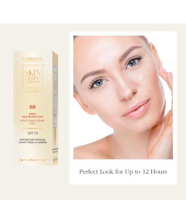FLOSLEK BB Multi-Task Face Cream 5 in 1 SPF15 | 50 ml | Contains Peptides Vitamin C Troxerutin & Shea Butter | Masks Discoloration and Imperfections | for All Types of Skin - Buy Online on GoSupps.com