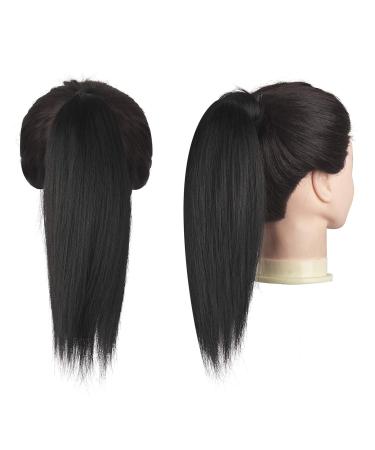 FESHFEN 12 Straight Ponytail Extension - Natural Black Wrap Around Clip in Hair Piece for Women/Girls - Synthetic Long Ponytail Hairpiece (Pack of 1) - Buy Online on GoSupps.com
